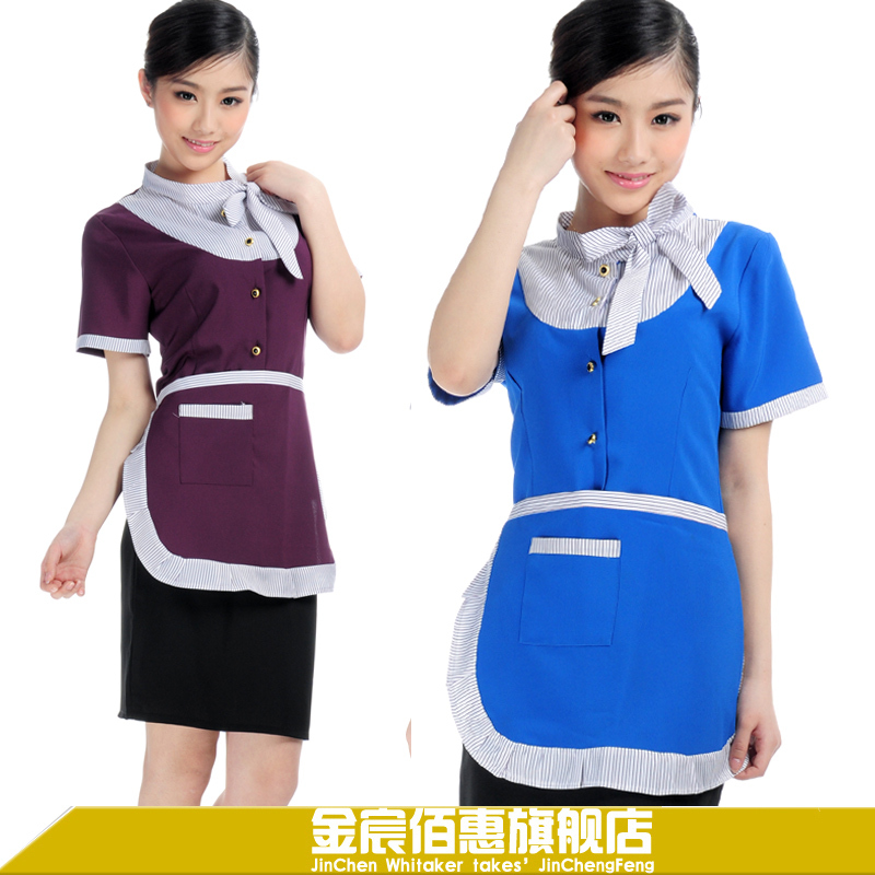 Work wear summer female waiter clothes front desk uniform restaurant uniforms