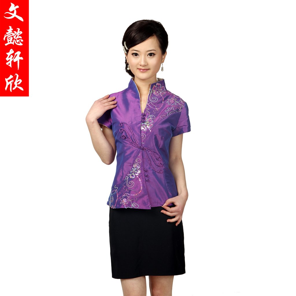 Work wear summer female waiter uniform plus size tang suit tooling td065