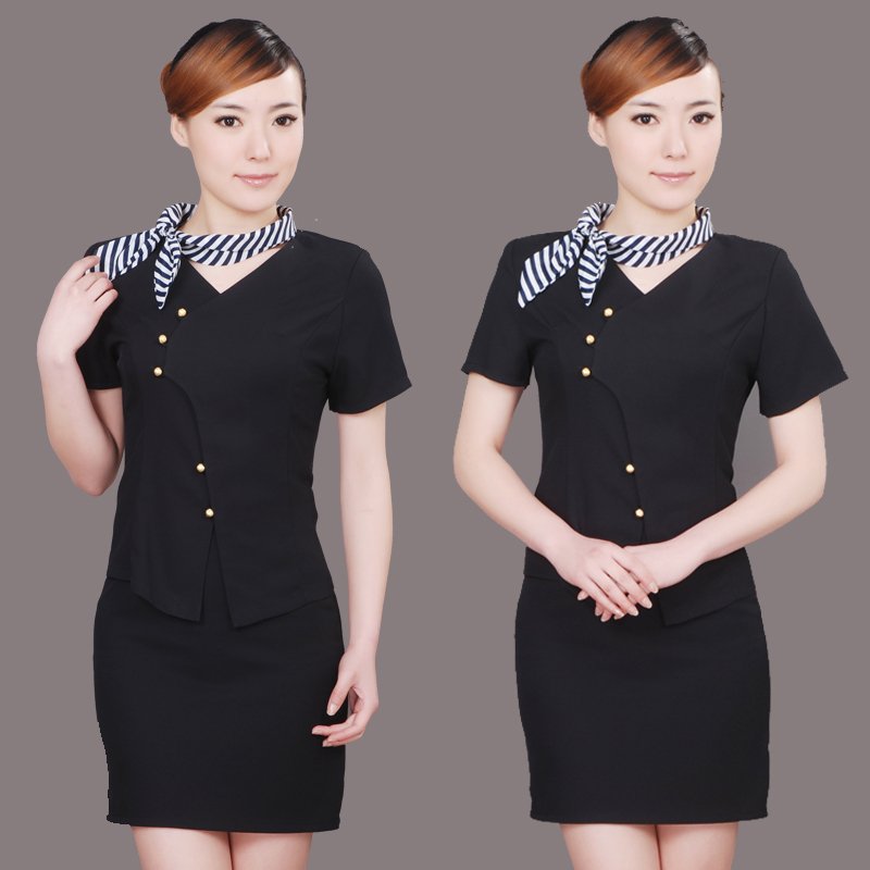 Work wear summer front desk clothes stewardess uniforms career dress set short-sleeve