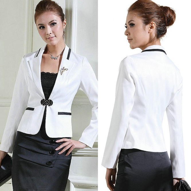 Work wear women's set ol slim formal dresses long-sleeve female dresses fashion spring and autumn white collar suit z059