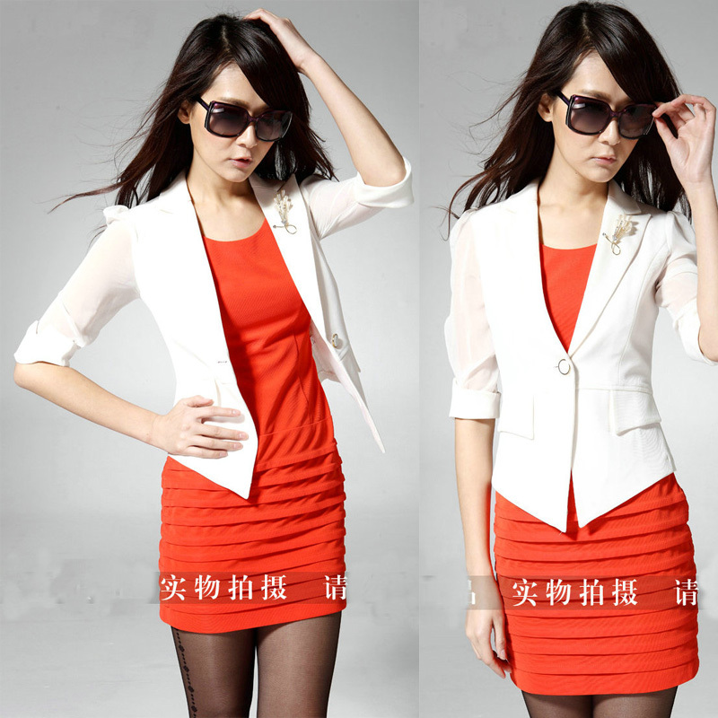 Work wear women's set skirt slim ol half sleeve outerwear fashion dress spring and autumn female formal 887