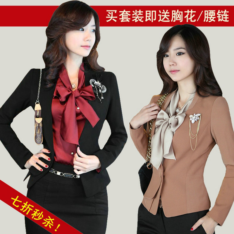 Work wear women's skirt fashion professional set work wear slim blazer set piece set plus size