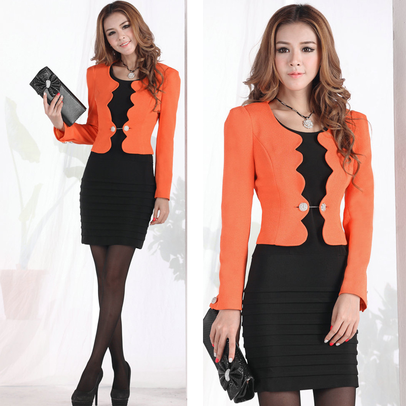 Work wear women's skirt set slim one-piece dress formal fashion autumn and winter tooling 989