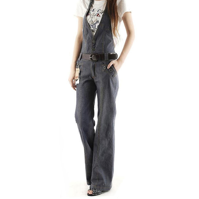 Worromotu denim suspenders jumpsuit elegant casual trousers female