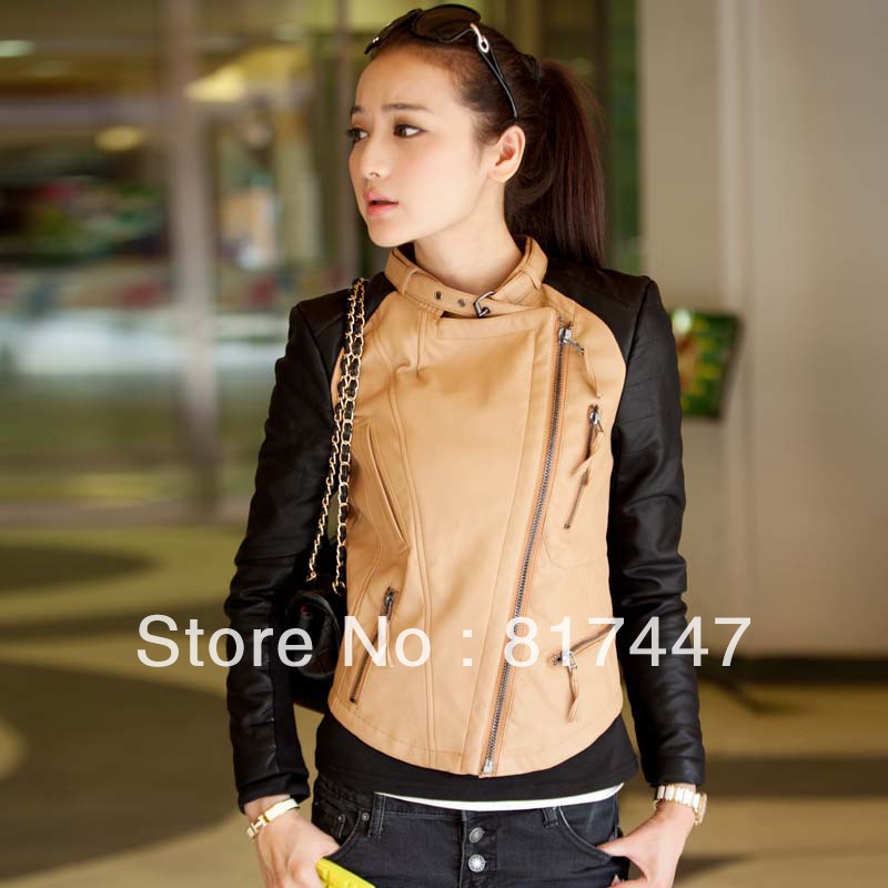 Wt546 raglan sleeve PU outerwear jacket fashion motorcycle short design cotton-padded slim women's leather clothing female