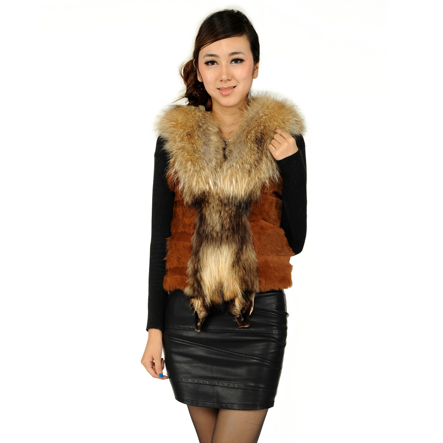 X . YING 2012 rex rabbit hair raccoon fur vest outerwear hot-selling