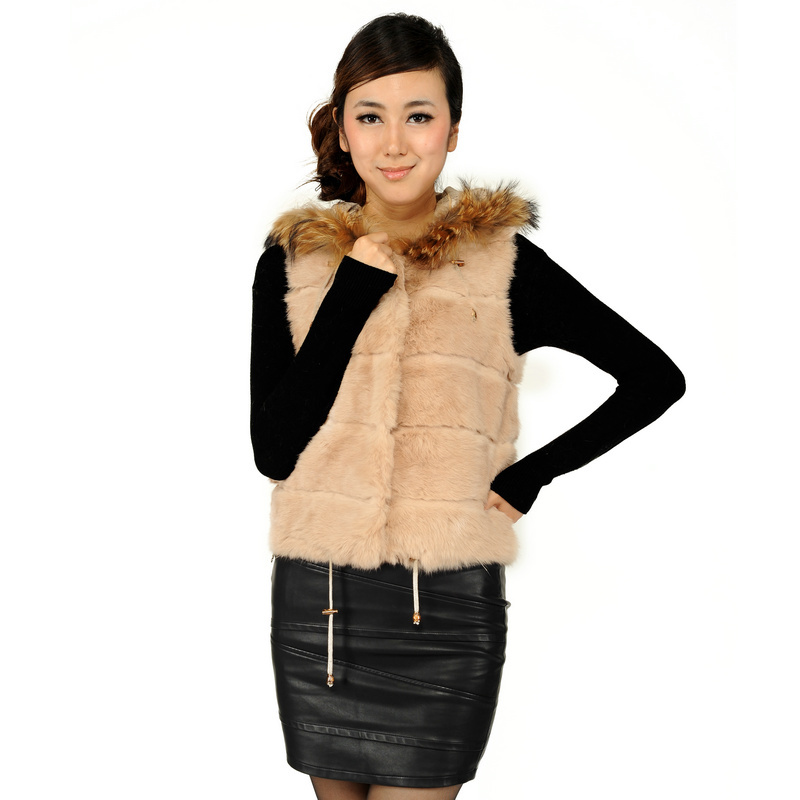 X . YING 2012 rex rabbit hair thermal label raccoon fur cap of fur vest outerwear