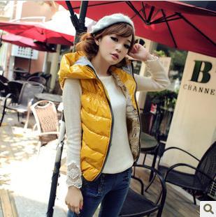 X255 2012 street casual with a hood shiny thickening down cotton Women vest