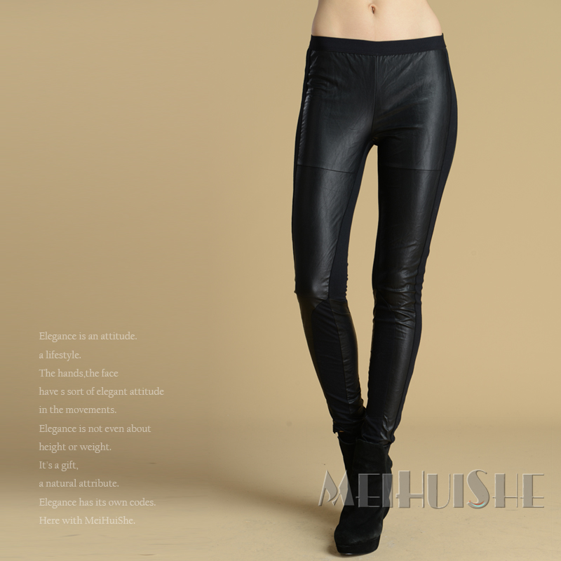 Xxq 12 black water washed leather unique arc legging zsk