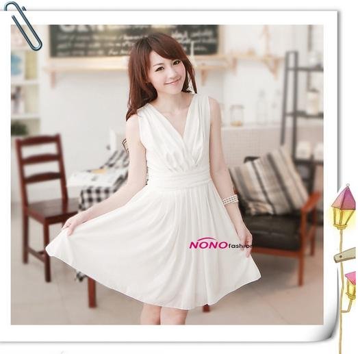 XXXL the spring dress of the women bandage top plus size clothing Chiffon sleeveless sexy low-cut v neck simple dress xxlFD00004