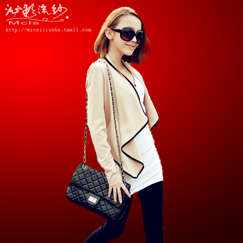 Yarn 2013 spring women's long-sleeve pad shoulder width short design short jacket coat