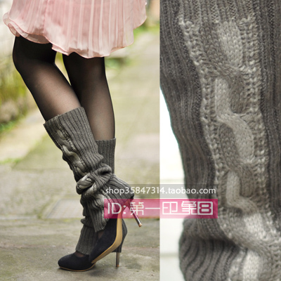 yarn ankle sock two-color vertical stripes piles of socks leg cover socks boot covers female