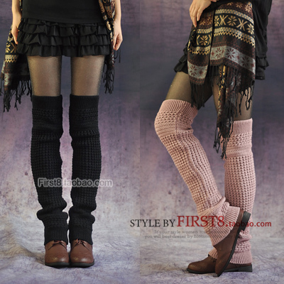 Yarn cutout over-the-knee lengthen loose ankle sock leg cover boot covers pile ankle sock autumn and winter female