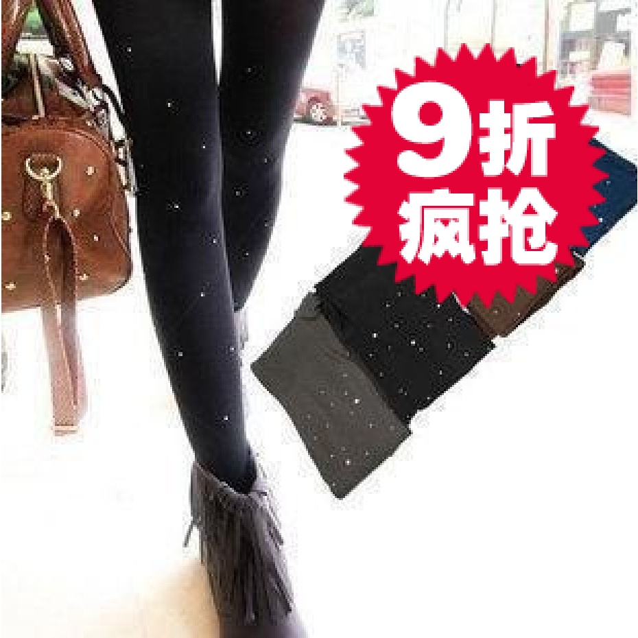 YBB 2912 sparkling diamond sparkling diamond rhinestone rhinestones diamond pantyhose stockings brushed ankle length trousers