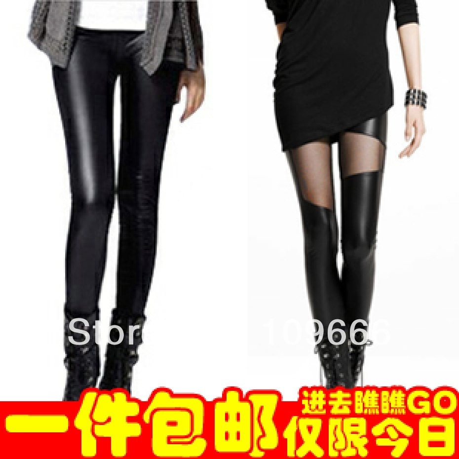 YBB Fashion autumn and winter slim matte dull leather plus size legging ankle length trousers female