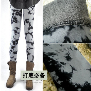 YBB H097 autumn and winter warm pants splash-ink doodle bamboo legging thickening women's warm pants