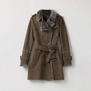 Yd412 military wind classic long design one piece fur overcoat v-50 , g-30