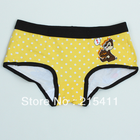 YELLOW CARTOON CHIP N.DALE SHORTS PANTIES PANT LINGERIE WOMEN COTTON UNDERWEAR