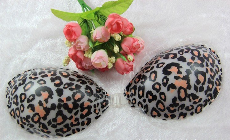 Yellow Leopard Printing Silicone bra Push Up Breast pads Nipple Cover Freebra Nude bra,Free Shipping via DHL