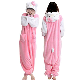 yj- Autumn and winter sweet lovely kt cat one piece sleepwear winter thickening women's one piece sleepwear