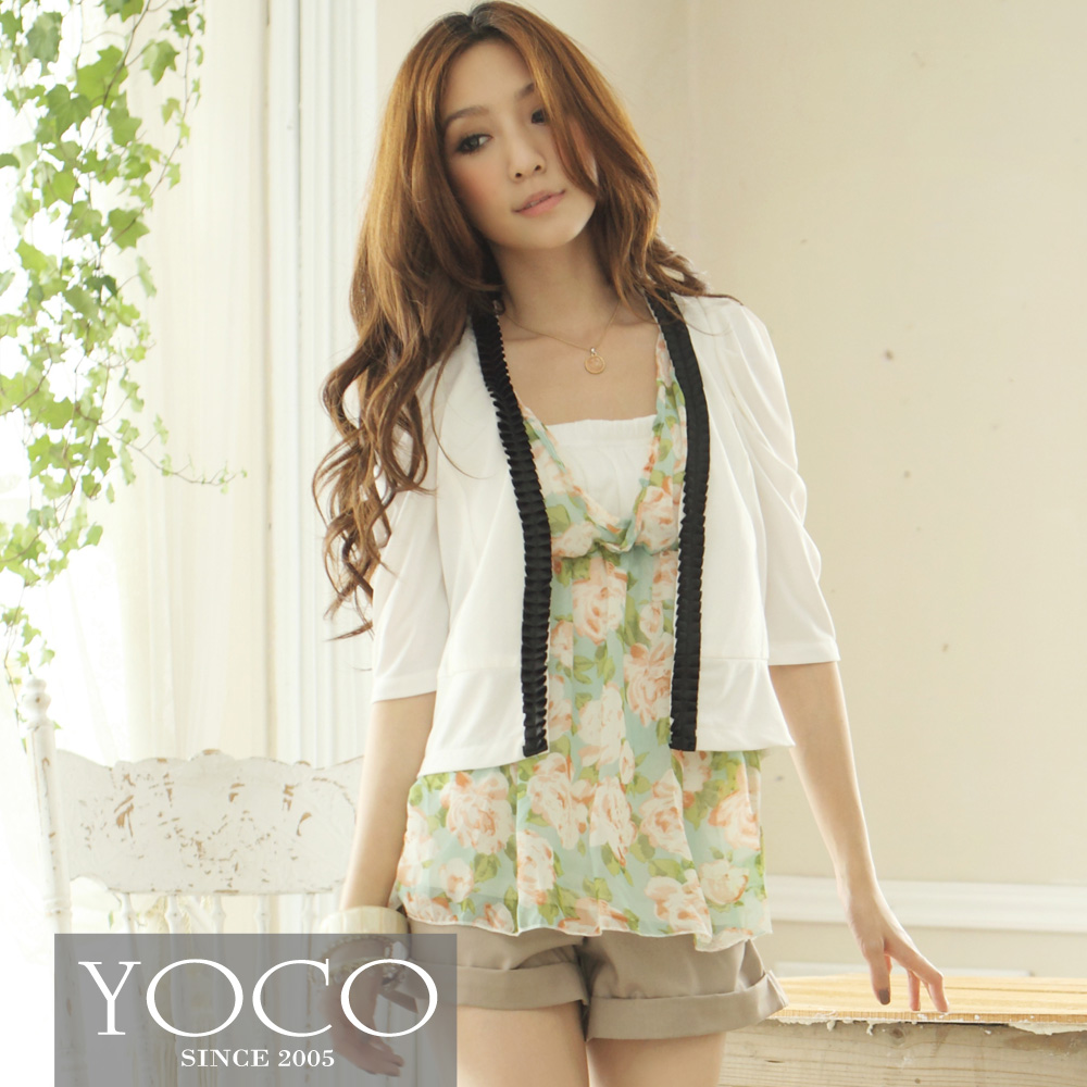 Yoco hot-selling new arrival 168 color block border outerwear 1011534