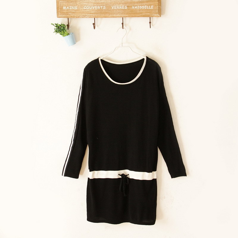 you) Long design lacing sweater shirt black-and-white 2012 autumn and winter women sweater