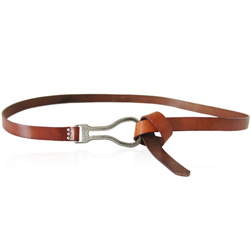 Yrxj fashion all-match vintage first layer of cowhide tieclasps thin belt genuine leather decoration strap Women fs1162