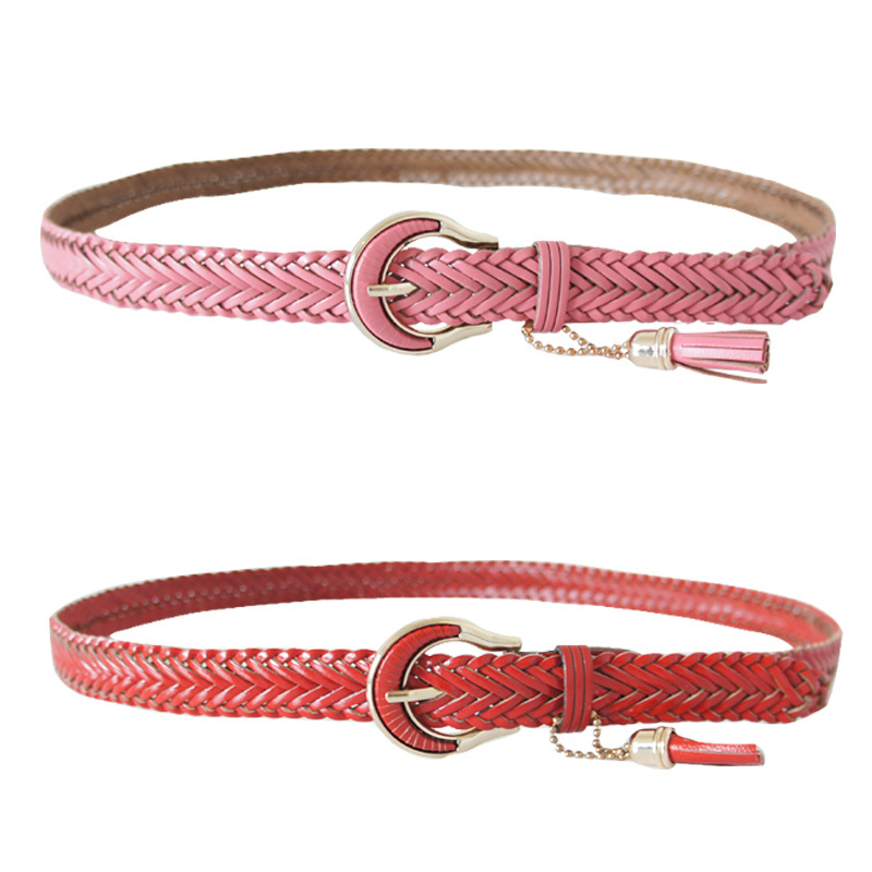 Yrxj fashion cowhide knitted tassel belt female all-match genuine leather strap Women fs1188