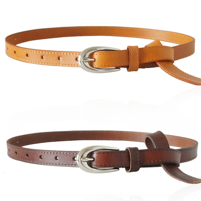 Yrxj first layer of cowhide tieclasps thin belt women's all-match fashion genuine leather strap fs1208