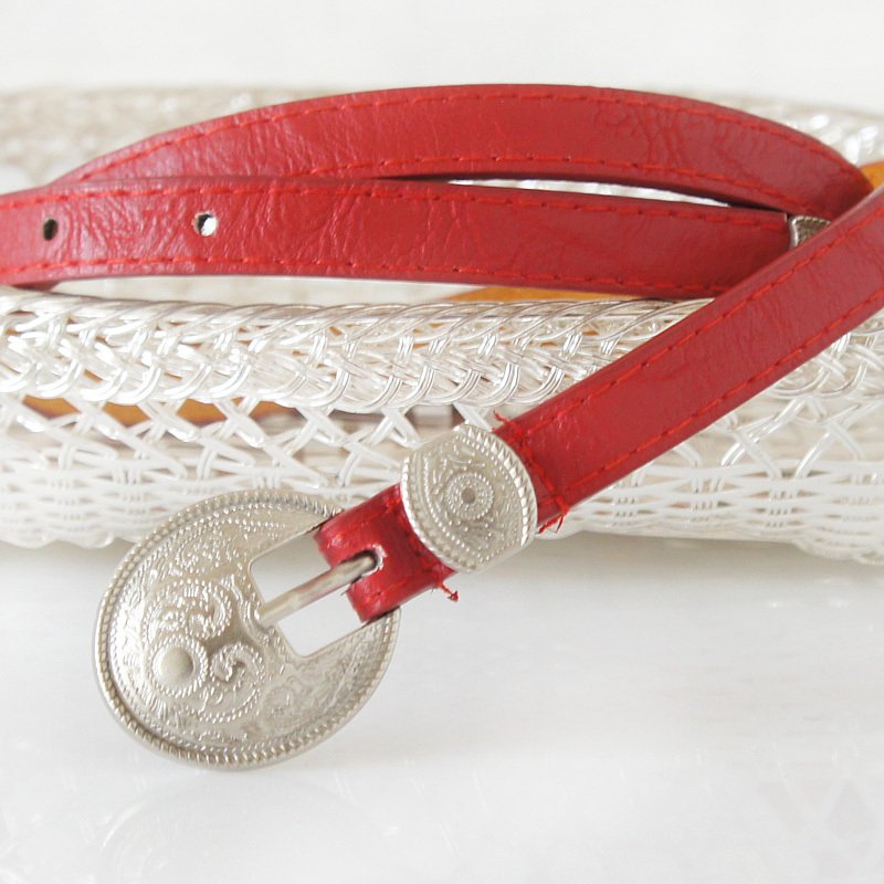 Yrxj genuine leather carved vintage agings decoration thin belt fashion strap female all-match yf327