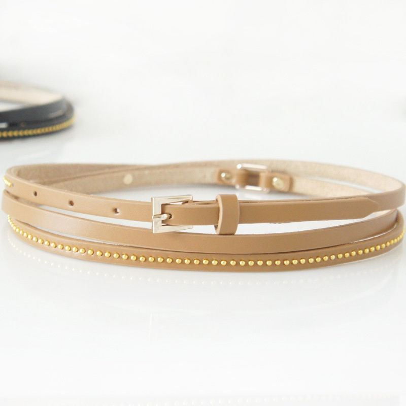 Yrxj genuine leather rivet decoration thin belt female all-match fashionable casual strap by81224