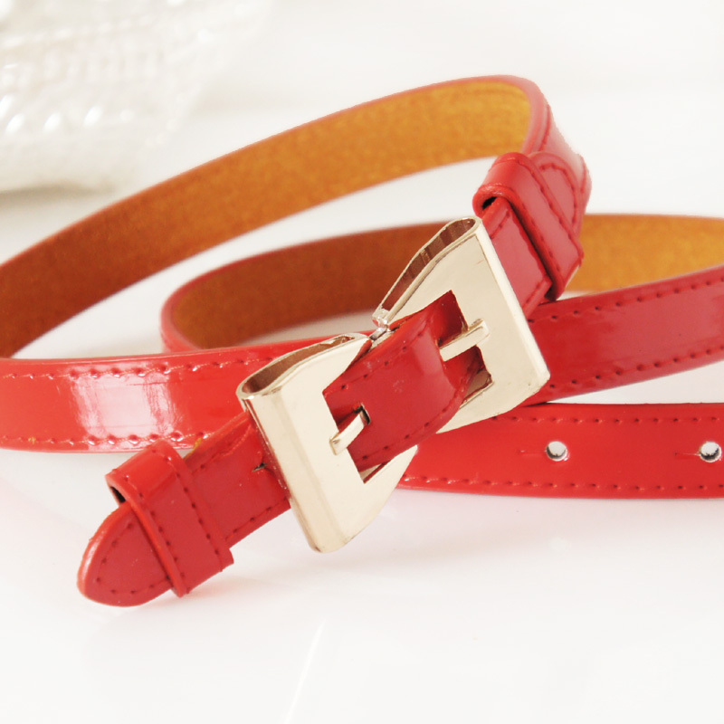 Yrxj japanned leather women's thin belt bow fashion genuine leather decoration strap z088