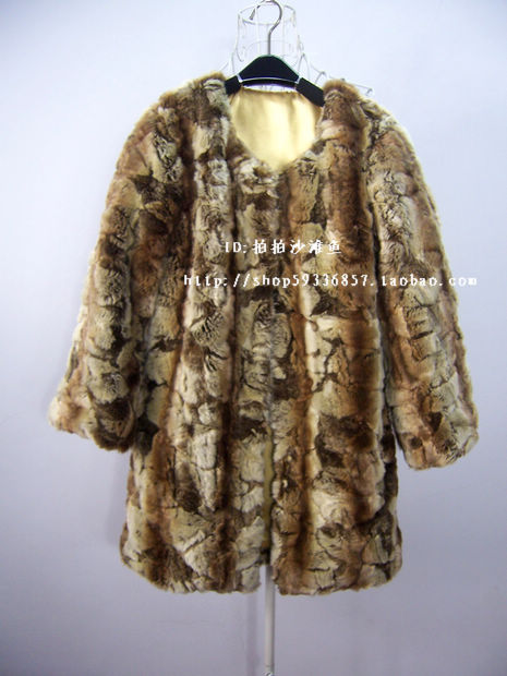 Yuki's Closet Free Shipping Fur rex rabbit hair medium-long fur coat female thick fancy fur