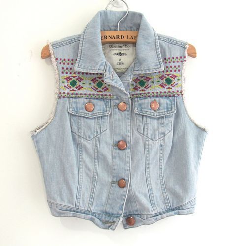 Yuki's Closet Free Shipping National trend embroidery vintage short design denim vest 2