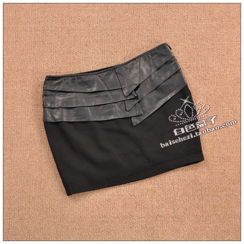 Z 2013 ncn 2359 cascading genuine leather material sweatshirt half-skirt z