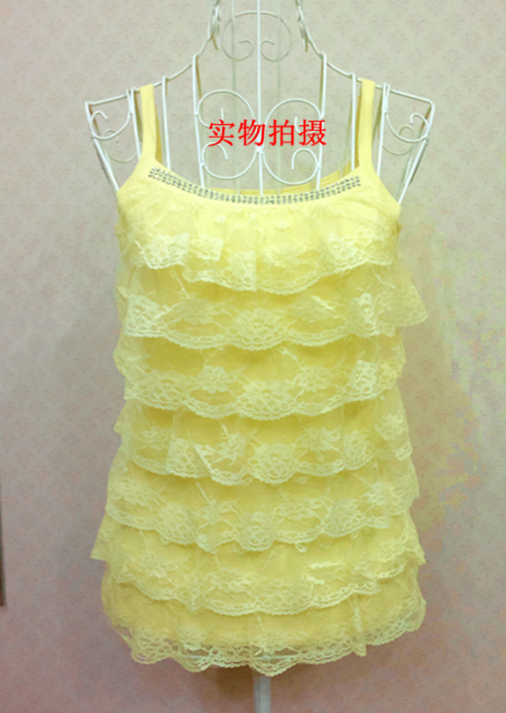 Z007 mercerized cotton lace decoration spaghetti strap top layers of cake spaghetti strap top