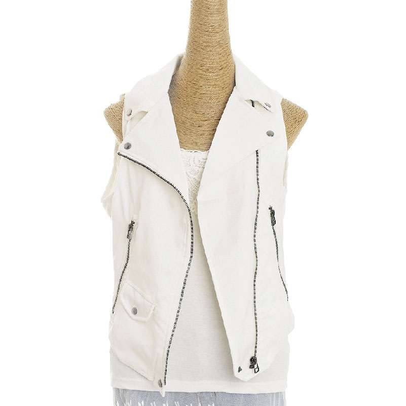 Zar2013 spring and summer women's fashion denim top sleeveless outerwear slim white vest