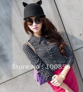 zb09008 Fashion Korean Design Polka Dot Print Ladies Blouse