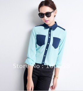 zc07098 Top quality Long Sleeve Women Fashion Chiffon Blouses