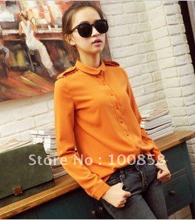 zc09068 All Match Design Epaulet Ladies Casual Shirt Long Sleeve