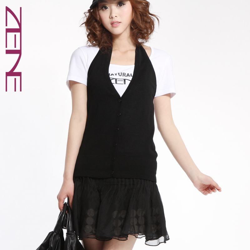 Zene2012 summer small cardigan halter-neck spaghetti strap vest wool sweater short jacket female 11mk018