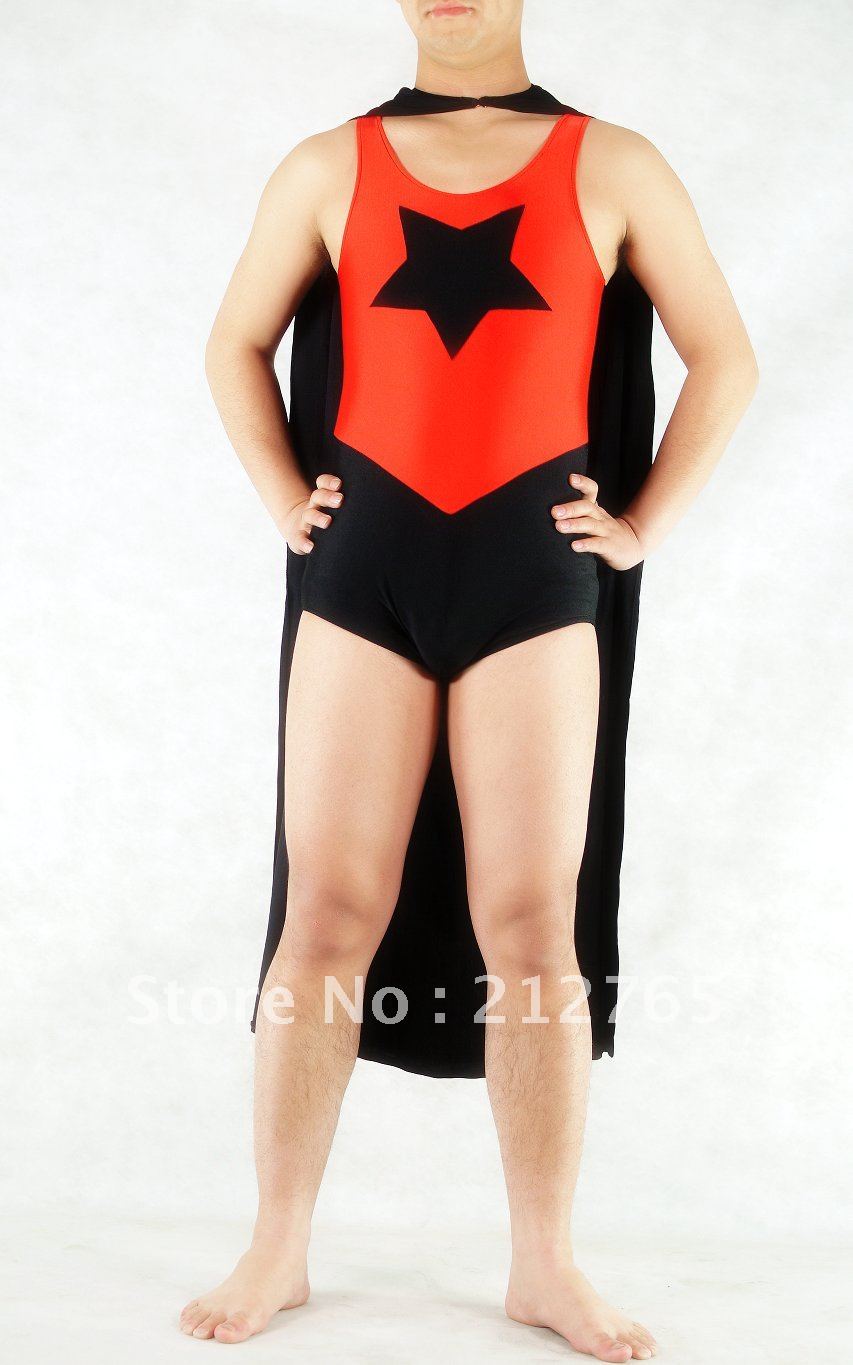 Zentai Black And Red Color Block Decoration Straitest Set Belt Cloak Z34