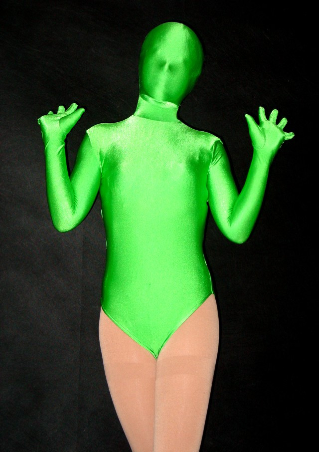 Zentai neon green half a pack tights b01