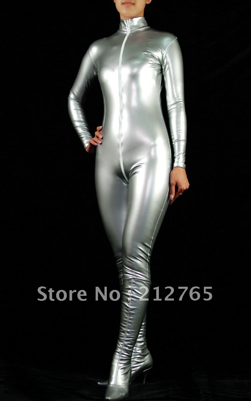 Zentai One Piece Shaper Silver Compound Coating PVC All-inclusive Tights M39