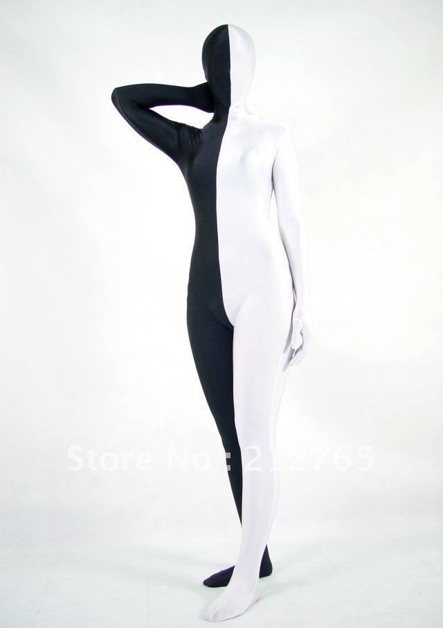 Zentai Shaper Black And White Color Block Decoration All-inclusive Tights PS031