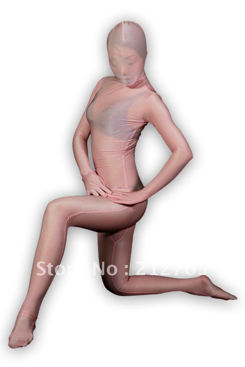 Zentai Suits One Piece Shaper Meat Pink Silk All-inclusive Tights A074