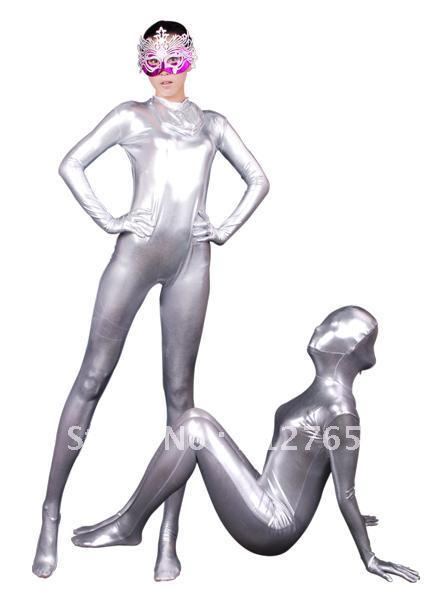 Zentai Suits One Piece Shaper Silver Glue All-inclusive Tights T05