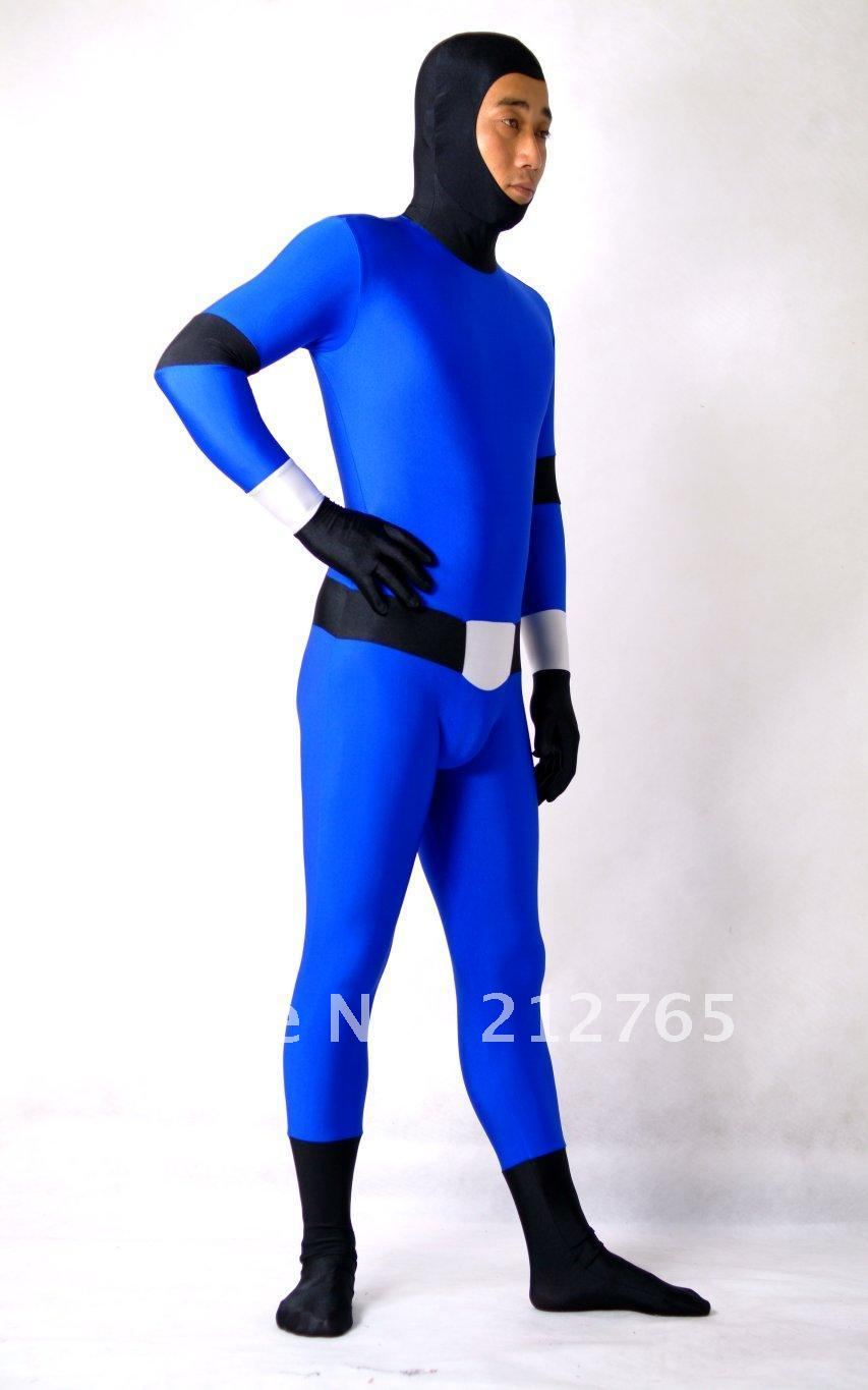 Zentai Suits Shaper Black Navy Blue Color Block Decoration All-inclusive Tights PS049