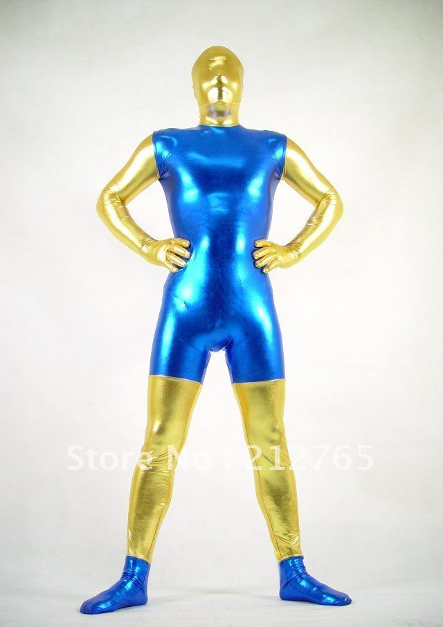 Zentai Suits Shaper Blue Gold Colorful Glue All-inclusive Tights PS017