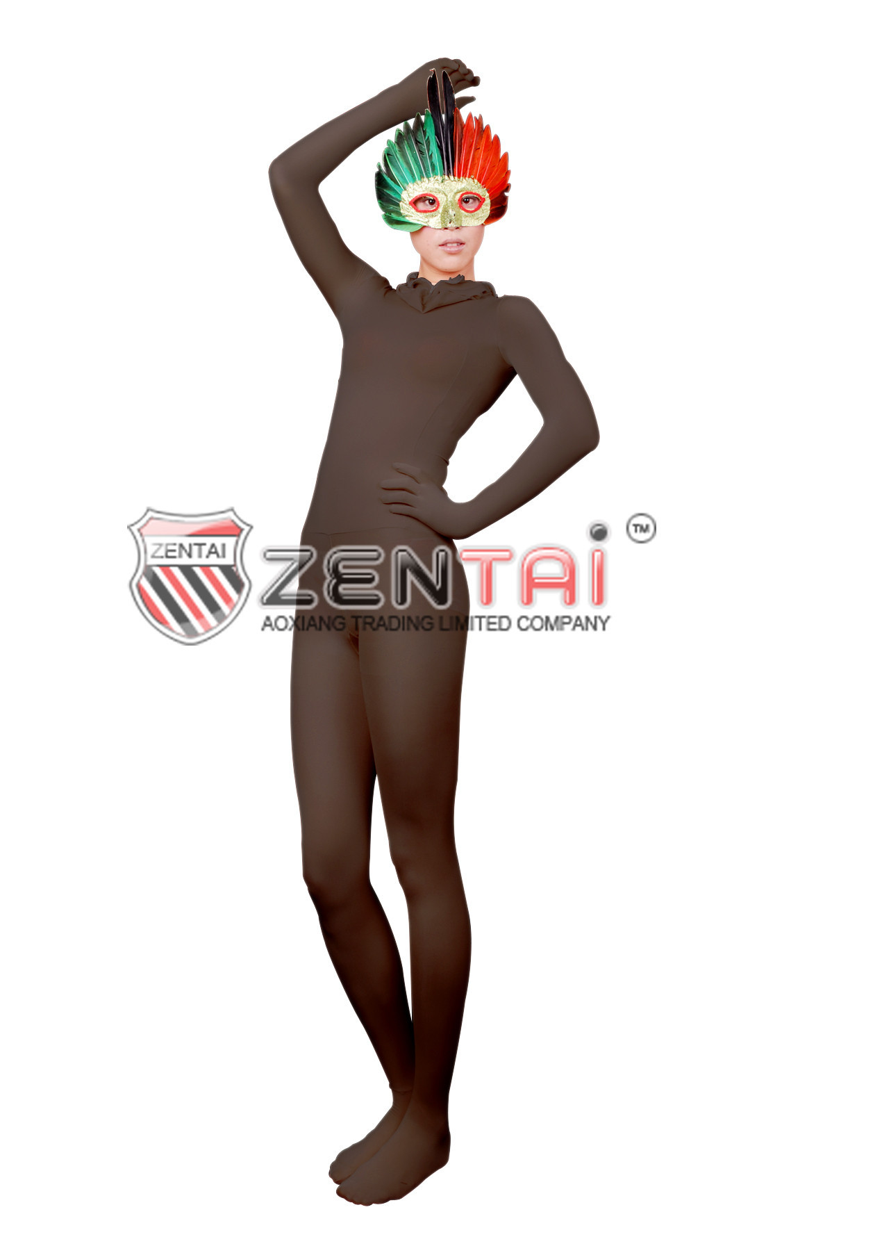 Zentai Suits Shaper Brown Velvet All-inclusive Ttights J07